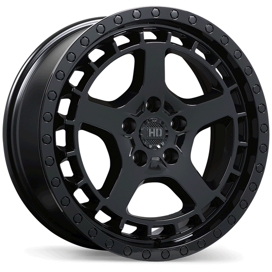 F266-1775-73BN+45C715 - Fast HD Overland 17X7.5 5X127 45mm Gloss Black - Fast HD Wheels Canada