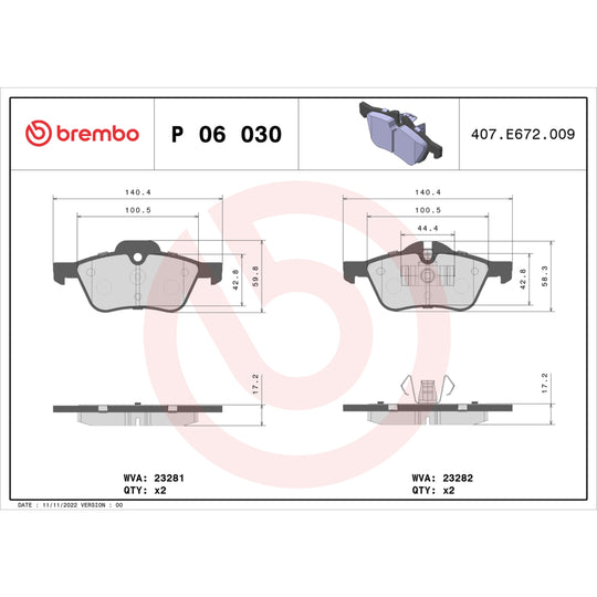 P06030 Brembo Premium Low-Met OE Equivalent Pad Brembo Brake Canada