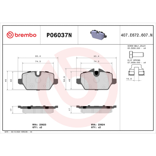 KT00B88 Brembo Ceramic Brake Pad and UV Coated Solid  Brake Disc Kit Brembo Brake Canada