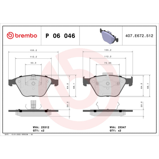 P06046 Brembo Premium Low-Met OE Equivalent Pad Brembo Brake Canada