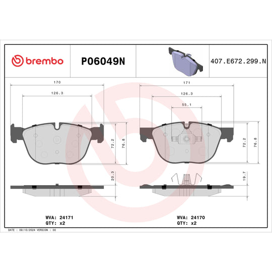 P06049N Brembo PRIME Ceramic Disc Brake Pad Set Brembo Brake Canada