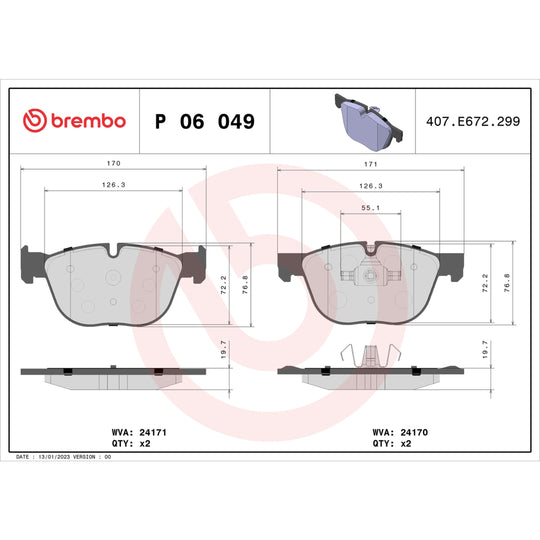 P06049 Brembo Premium Low-Met OE Equivalent Pad Brembo Brake Canada