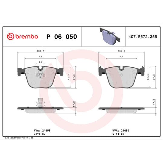 P06050 Brembo Premium Low-Met OE Equivalent Pad Brembo Brake Canada