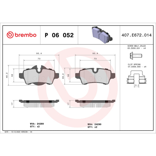 P06052 Brembo Premium Low-Met OE Equivalent Pad Brembo Brake Canada