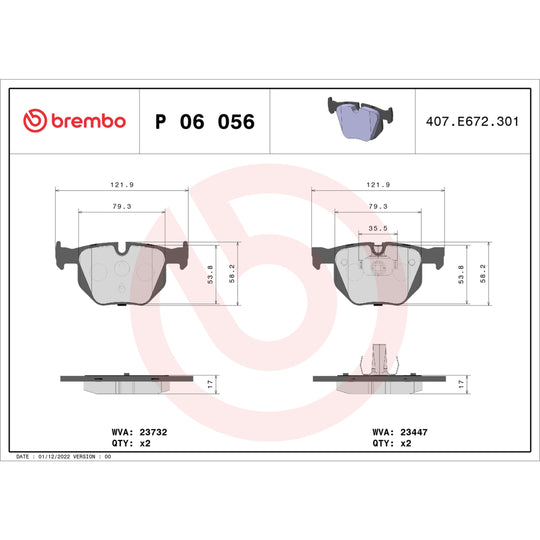 P06056 Brembo Premium Low-Met OE Equivalent Pad Brembo Brake Canada