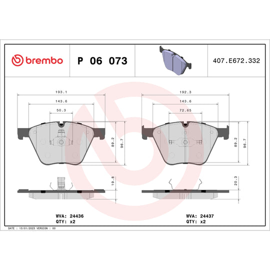 P06073 Brembo Premium Low-Met OE Equivalent Pad Brembo Brake Canada