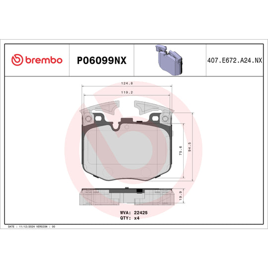 P06099NX Brembo XTRA Ceramic Disc Brake Pad Set Brembo Brake Canada