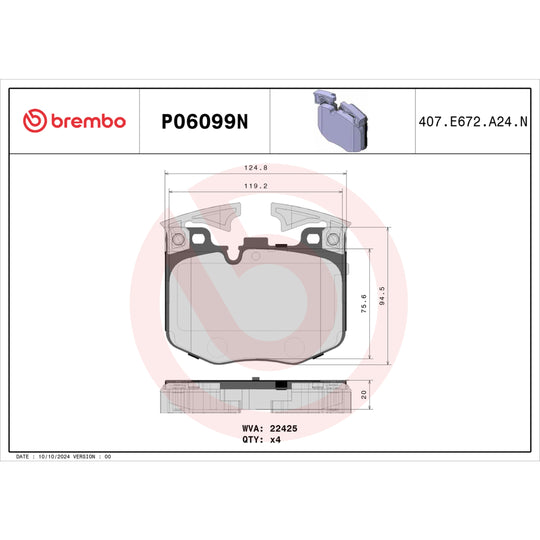 P06099N Brembo PRIME Ceramic Disc Brake Pad Set Brembo Brake Canada