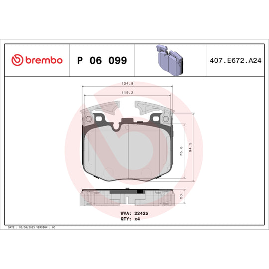 P06099 Brembo Premium Low-Met OE Equivalent Pad Brembo Brake Canada