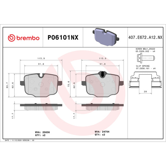 P06101NX Brembo XTRA Ceramic Disc Brake Pad Set Brembo Brake Canada