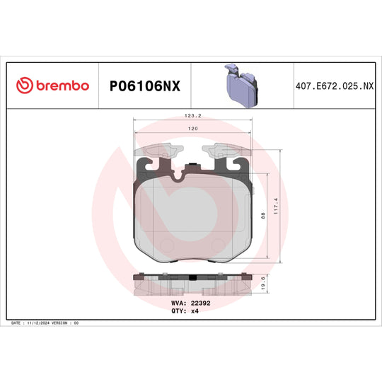P06106NX Brembo XTRA Ceramic Disc Brake Pad Set Brembo Brake Canada