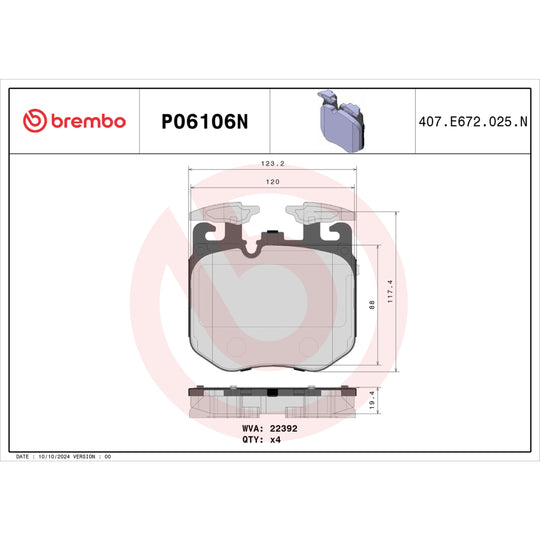 P06106N Brembo PRIME Ceramic Disc Brake Pad Set Brembo Brake Canada