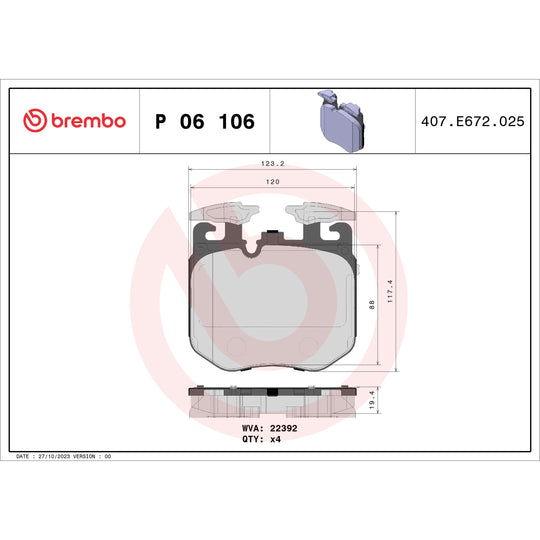 P06106 Brembo Premium Low-Met OE Equivalent Pad Brembo Brake Canada
