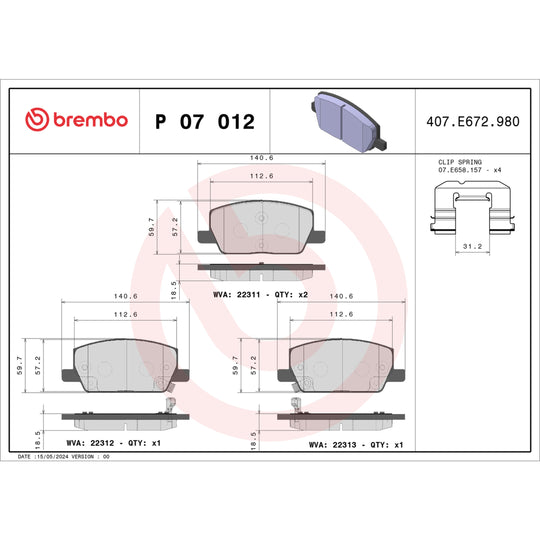 P07012 Brembo Premium Low-Met OE Equivalent Pad Brembo Brake Canada
