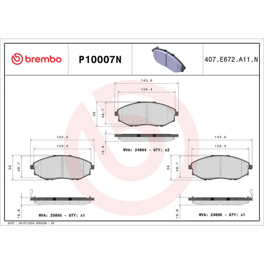 P10007N Brembo PRIME Ceramic Disc Brake Pad Set Brembo Brake Canada