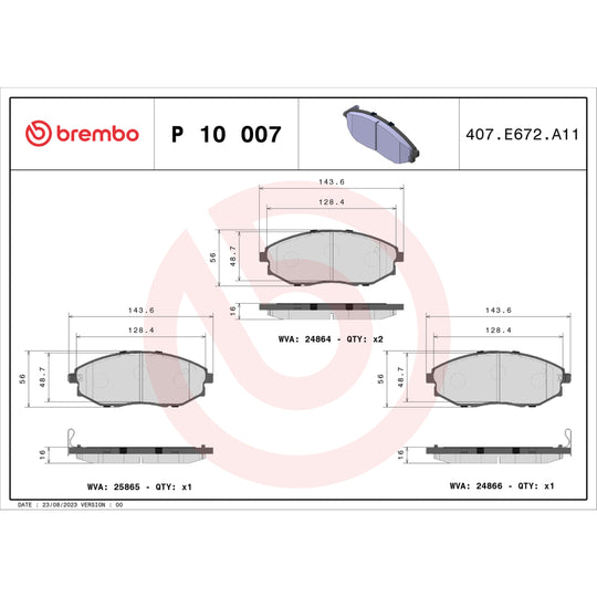 P10007 Brembo Premium Low-Met OE Equivalent Pad Brembo Brake Canada