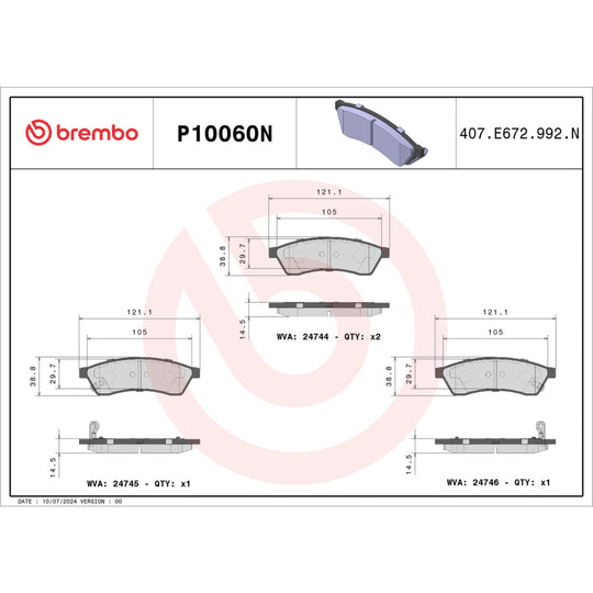 P10060N Brembo PRIME Ceramic Disc Brake Pad Set Brembo Brake Canada
