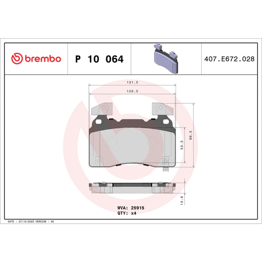 P10064 Brembo Premium Low-Met OE Equivalent Pad Brembo Brake Canada