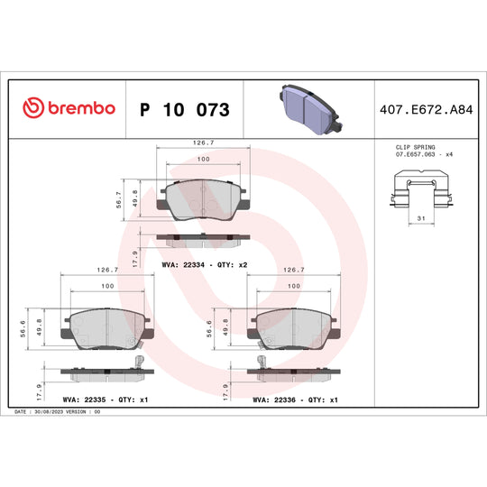 P10073 Brembo Premium Low-Met OE Equivalent Pad Brembo Brake Canada