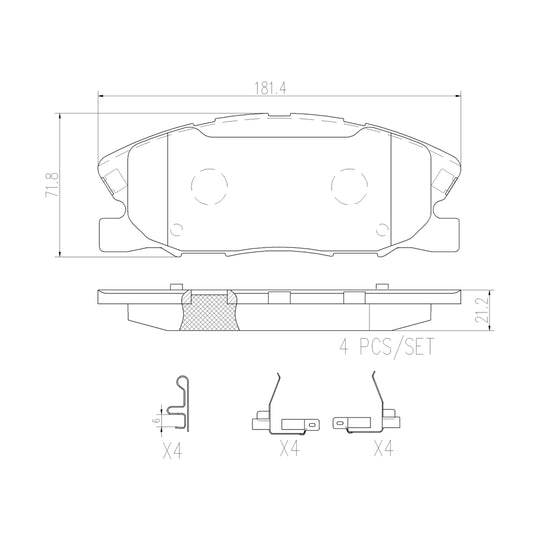 P18037NX Brembo XTRA Ceramic Disc Brake Pad Set Brembo Brake Canada