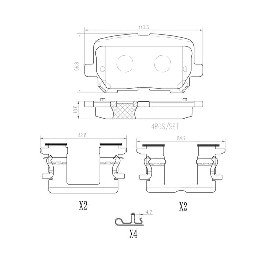 P18038NX Brembo XTRA Ceramic Disc Brake Pad Set Brembo Brake Canada