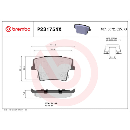 P23175NX Brembo XTRA Ceramic Disc Brake Pad Set Brembo Brake Canada