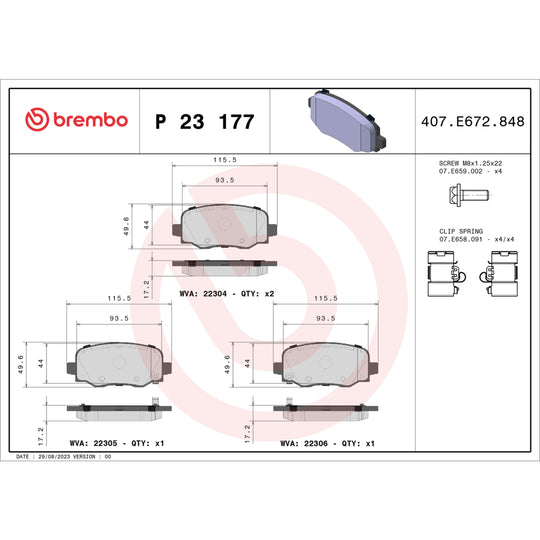 P23177 Brembo Premium Low-Met OE Equivalent Pad Brembo Brake Canada
