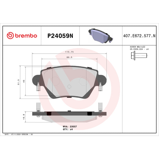 KT00521 Brembo Ceramic Brake Pad and UV Coated Solid  Brake Disc Kit Brembo Brake Canada