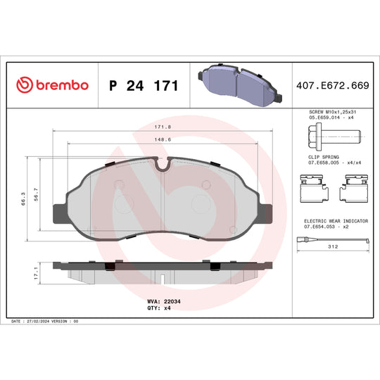 P24171 Brembo Premium Low-Met OE Equivalent Pad Brembo Brake Canada