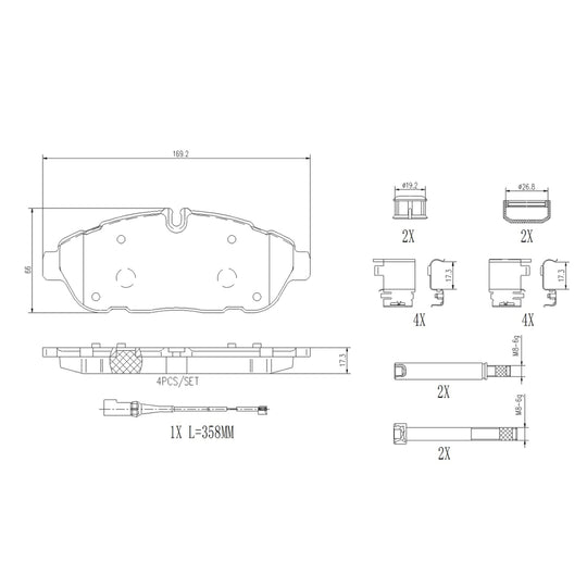 P24245N Brembo PRIME Ceramic Disc Brake Pad Set Brembo Brake Canada