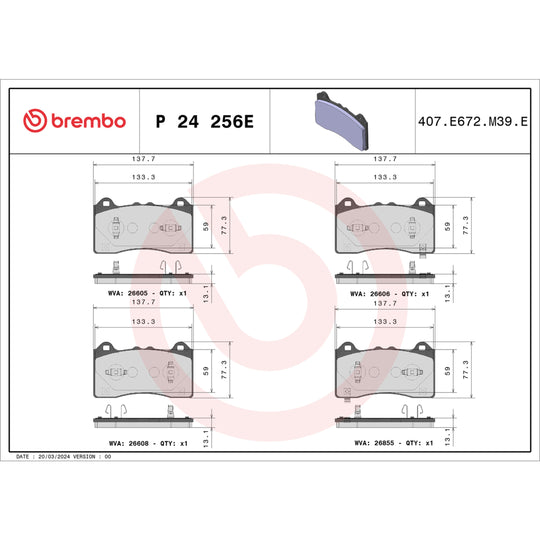 KT08026 Brembo Beyond EV Disc Brake Pad Kit Brembo Brake Canada