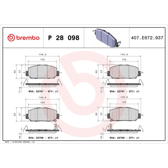 P28098 Brembo Premium Low-Met OE Equivalent Pad Brembo Brake Canada