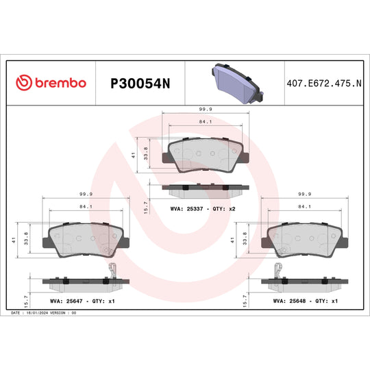 P30054N Brembo PRIME Ceramic Disc Brake Pad Set Brembo Brake Canada