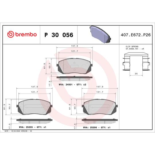 P30056 Brembo Premium Low-Met OE Equivalent Pad Brembo Brake Canada