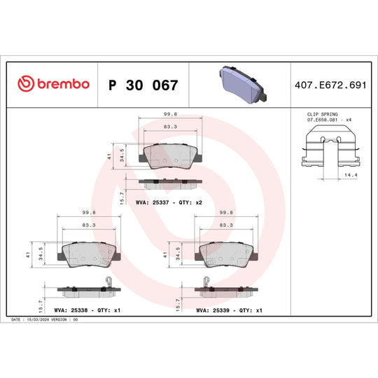 P30067 Brembo Premium Low-Met OE Equivalent Pad Brembo Brake Canada