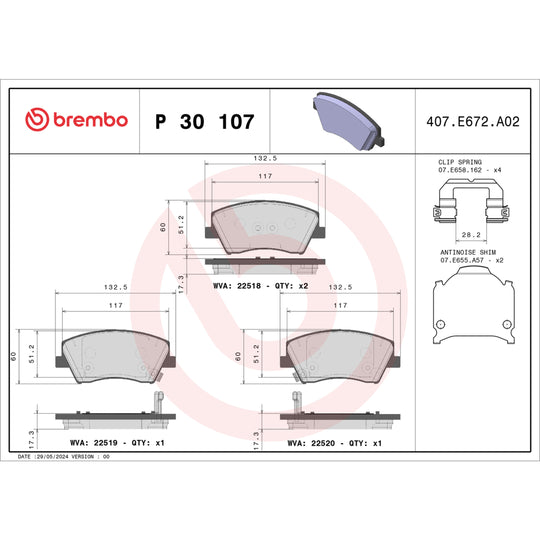 P30107 Brembo Premium Low-Met OE Equivalent Pad Brembo Brake Canada