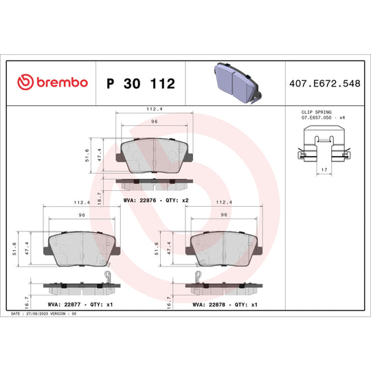 P30112 Brembo Premium Low-Met OE Equivalent Pad Brembo Brake Canada