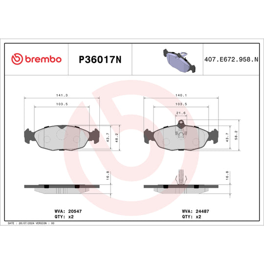 KT00694 Brembo Ceramic Brake Pad and UV Coated Vented  Brake Disc Kit Brembo Brake Canada