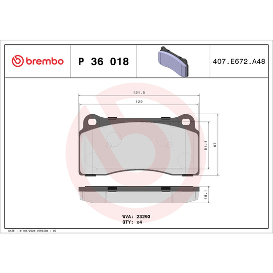 P36018 Brembo Premium Low-Met OE Equivalent Pad Brembo Brake Canada