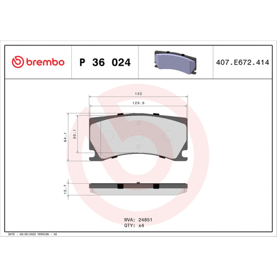 P36024 Brembo Premium Low-Met OE Equivalent Pad Brembo Brake Canada