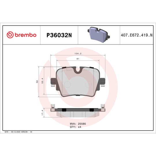 P36032N Brembo PRIME Ceramic Disc Brake Pad Set Brembo Brake Canada