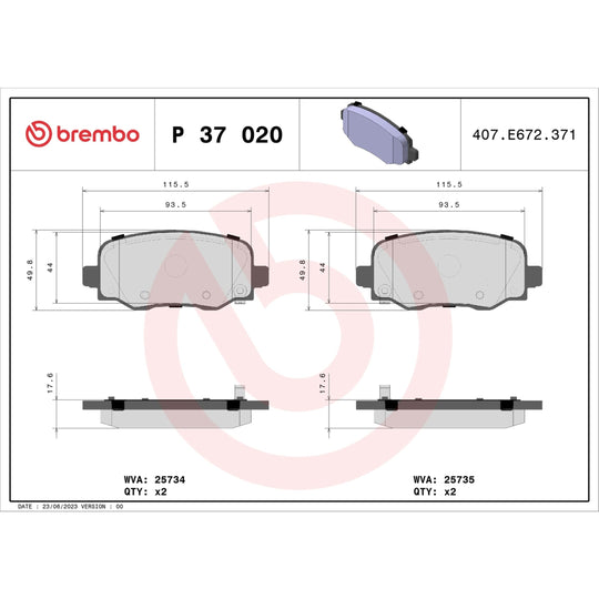 P37020 Brembo Premium Low-Met OE Equivalent Pad Brembo Brake Canada