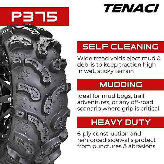TEN25800126PR-P375 25X8-12 6PR Tenaci Journey P375 ATV & UTV Tenaci Journey Tires Canada