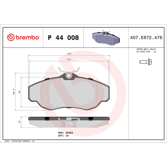 KT04204 Brembo Low-Met Brake Pad and UV Coated Vented  Brake Disc Kit Brembo Brake Canada