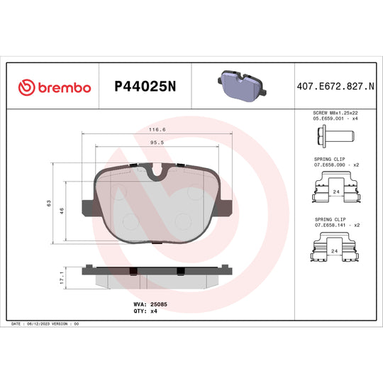 P44025N Brembo PRIME Ceramic Disc Brake Pad Set Brembo Brake Canada