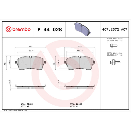 P44028 Brembo Premium Low-Met OE Equivalent Pad Brembo Brake Canada