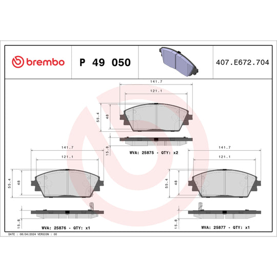 P49050 Brembo Premium Low-Met OE Equivalent Pad Brembo Brake Canada