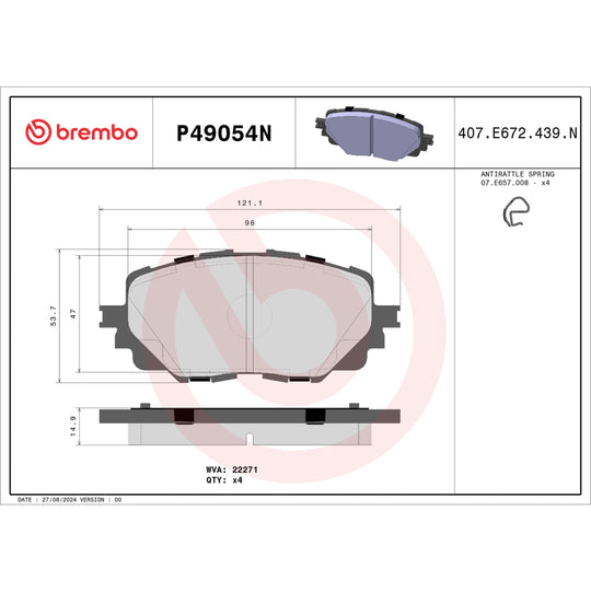P49054N Brembo PRIME Ceramic Disc Brake Pad Set Brembo Brake Canada