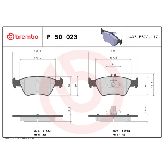 P50023 Brembo Premium Low-Met OE Equivalent Pad Brembo Brake Canada