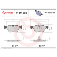 Load image into Gallery viewer, P50026 Brembo Premium Low-Met OE Equivalent Pad Brembo Brake Canada